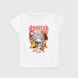 Детская футболка Русский стиль матрёшка кокошник балалайка