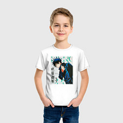Футболка хлопковая детская Мегуми фусигуро манга, цвет: белый — фото 2