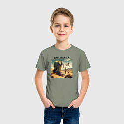 Футболка хлопковая детская Lirili larili - elephant - brainrot meme, цвет: авокадо — фото 2