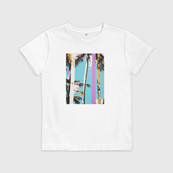 Футболка хлопковая детская Тропический пейзаж, цвет: белый