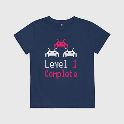 Футболка хлопковая детская Уровень 1 пройден, цвет: тёмно-синий