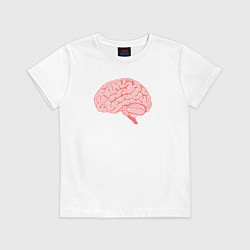 Футболка хлопковая детская Мозг иллюстрация, цвет: белый