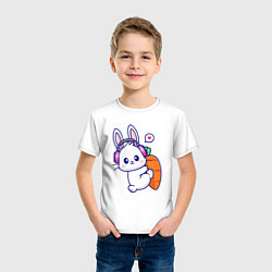 Футболка хлопковая детская Музыкальный зайка с морковкой, цвет: белый — фото 2