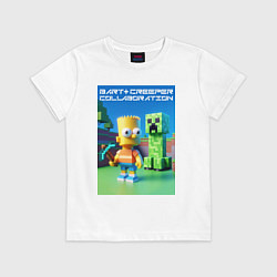 Футболка хлопковая детская Bart and Creeper - collaboration ai art, цвет: белый