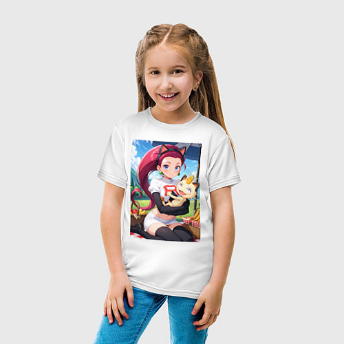 Детская футболка Джесси и Мяут на пикнике / Белый – фото 4