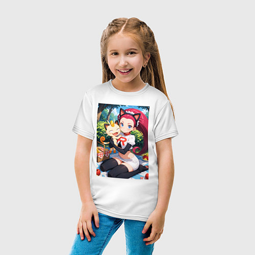 Детская футболка Джесси и Мяут на пикнике / Белый – фото 4