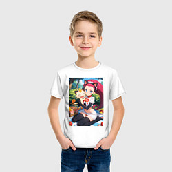 Футболка хлопковая детская Джесси и Мяут на пикнике, цвет: белый — фото 2