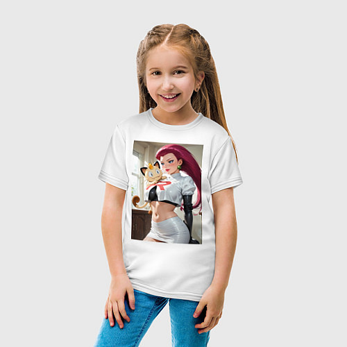 Детская футболка Джесси и Мяут - команда Р: Покемоны / Белый – фото 4