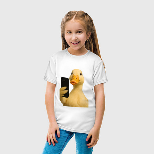 Детская футболка Утка делает селфи / Белый – фото 4
