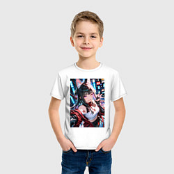 Футболка хлопковая детская Озорная кошка-самурай, цвет: белый — фото 2