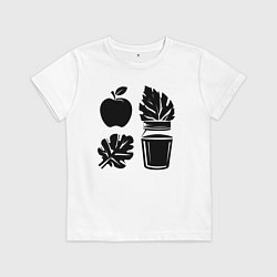 Детская футболка Яблоко и растение в горшке