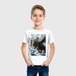 Футболка хлопковая детская Девушка летит на драконе в стиле Игры престолов, цвет: белый — фото 2