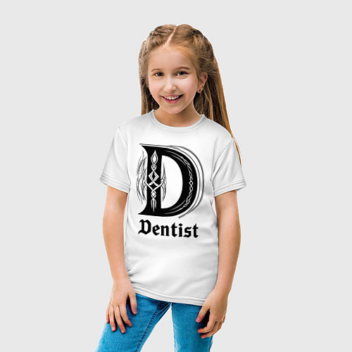 Детская футболка D - dentist / Белый – фото 4