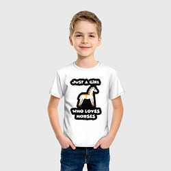 Футболка хлопковая детская Девочка любящая лошадей, цвет: белый — фото 2