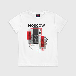 Футболка хлопковая детская Москва коллаж, цвет: белый