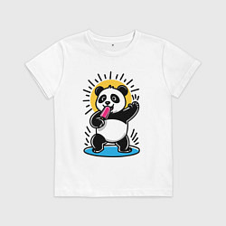 Детская футболка Панда с мороженым в стиле комикса