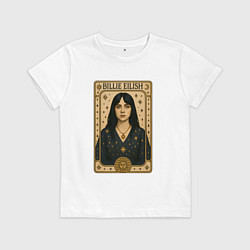 Футболка хлопковая детская Билли Айлиш на карте Таро, цвет: белый