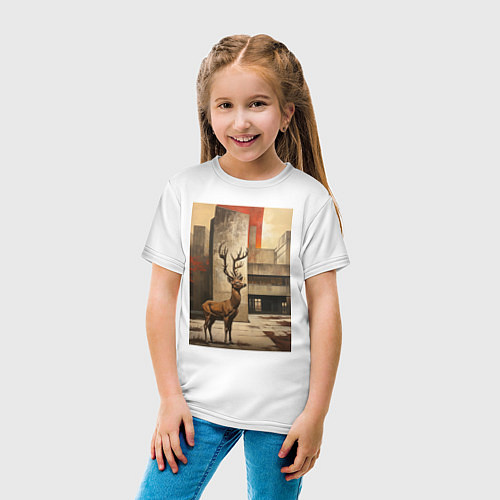 Детская футболка Олень и Брутализм / Белый – фото 4