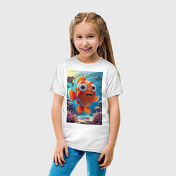 Футболка хлопковая детская Рыбка клоун плавает с черепахами, цвет: белый — фото 2