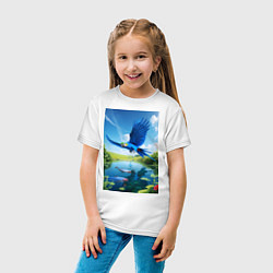 Футболка хлопковая детская Попугай ловит рыбу, цвет: белый — фото 2