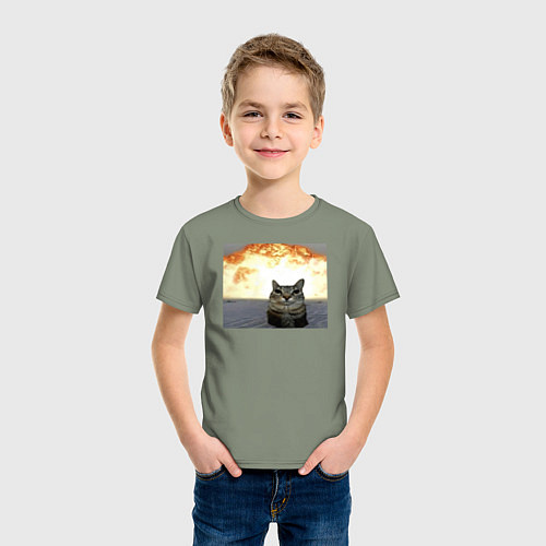 Детская футболка Кот со взрывом - silly cat meme / Авокадо – фото 3