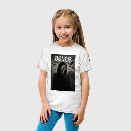 Детская футболка Bones с желтыми горящими глазами / Белый – фото 4