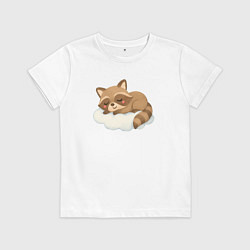 Детская футболка Милый енот на облачке