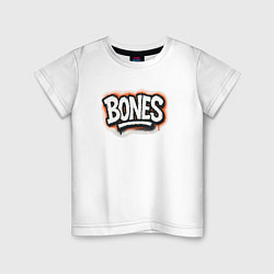 Футболка хлопковая детская Bones уличный логотип, цвет: белый