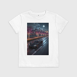 Детская футболка Черный суперкар едет к мегаполису