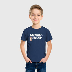 Футболка хлопковая детская Майами Хит - НБА баскетбол, цвет: тёмно-синий — фото 2