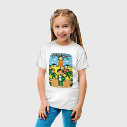 Футболка хлопковая детская Игра в кальмара мультяшный стиль, цвет: белый — фото 2