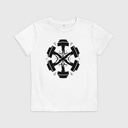 Футболка хлопковая детская Перекрестие гантель, цвет: белый