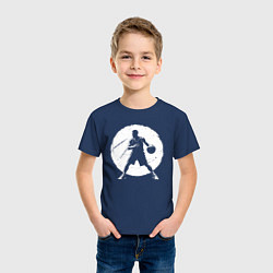 Футболка хлопковая детская Стритболист в круге, цвет: тёмно-синий — фото 2