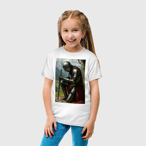 Детская футболка Молитва рыцаря / Белый – фото 4