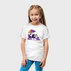 Футболка хлопковая детская Панда на пляже, цвет: белый — фото 2