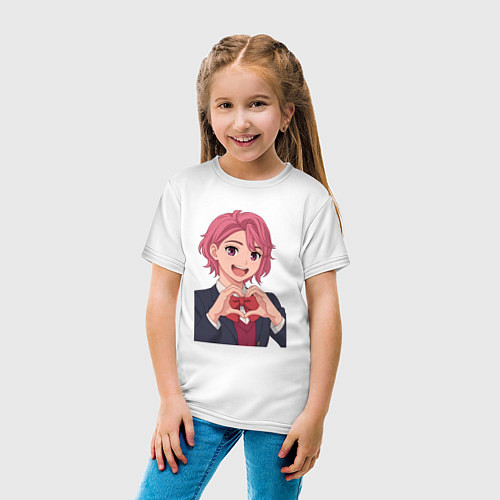 Детская футболка Сиратори Айра показывает сердечко - Дандадан / Белый – фото 4