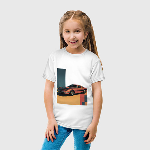 Детская футболка Ретрофутуризм спорткар поп-арт 1970-е / Белый – фото 4