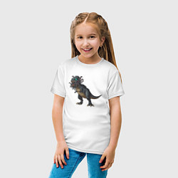 Футболка хлопковая детская Динозавр с щупальцами, цвет: белый — фото 2