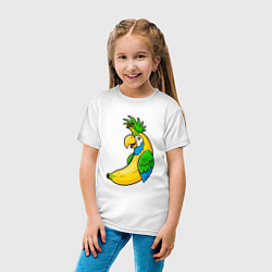 Футболка хлопковая детская Банановый попугай, цвет: белый — фото 2