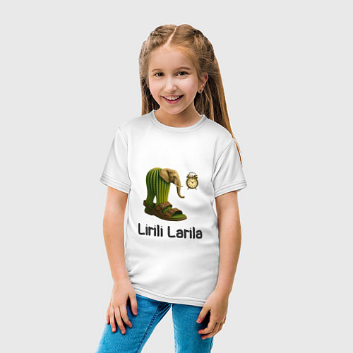 Детская футболка Слон кактус мем / Белый – фото 4