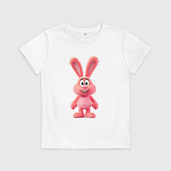 Детская футболка Розовый пушистый мультяшный кролик