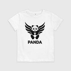 Футболка хлопковая детская Летающая панда, цвет: белый