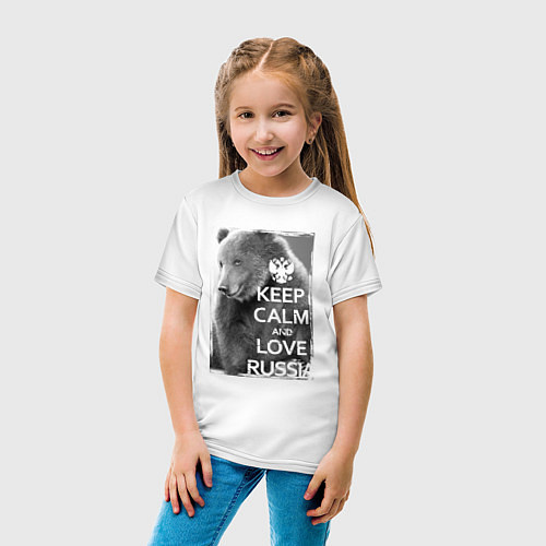 Детская футболка Сохраняйте спокойствие и любите Россию / Белый – фото 4
