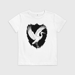Футболка хлопковая детская Аист на черном щите, цвет: белый