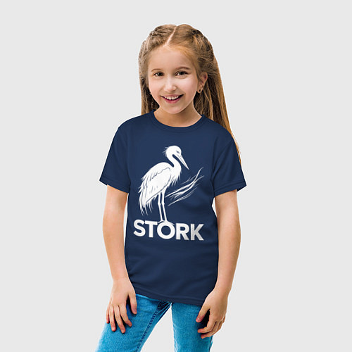 Детская футболка Аист белый штрих / Тёмно-синий – фото 4