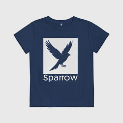 Футболка хлопковая детская Летящий воробей, цвет: тёмно-синий