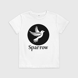 Футболка хлопковая детская Воробей в круге, цвет: белый