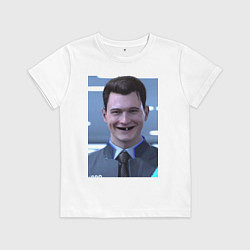 Футболка хлопковая детская Коннор мем, цвет: белый