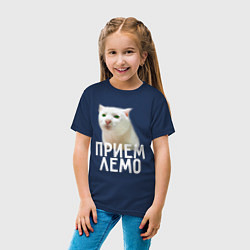 Футболка хлопковая детская Приемлемо котик, цвет: тёмно-синий — фото 2