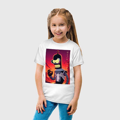 Детская футболка Веном Бендер - мем / Белый – фото 4
